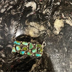 Amazing Multi Stone Turquoise Bar Necklace